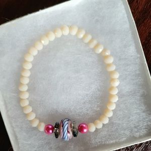 ARTESAN DESIGN IMPORTED LAMPWORK CHARM 1 SIZE STRETCH BRACELET